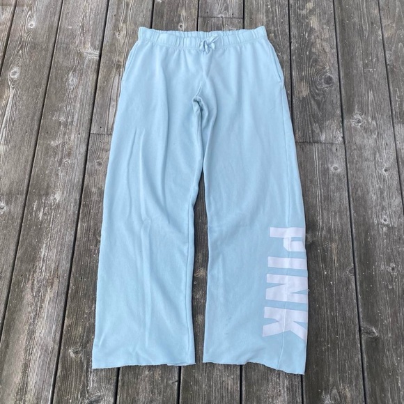 PINK Victoria's Secret Pants - Victoria’s Secret PINK Blue & White Wide Leg Sweatpants